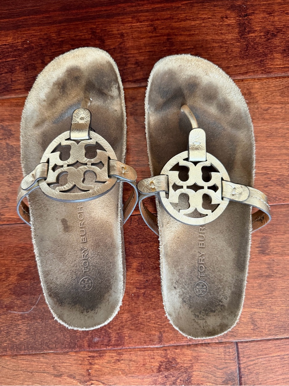 Tory Burch Gold Logo Thong Sandals 7.5